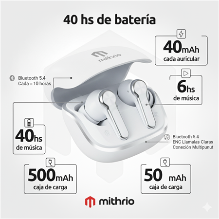 AURICULAR LINK ENC BLUETOOTH BLANCO MITHRIO