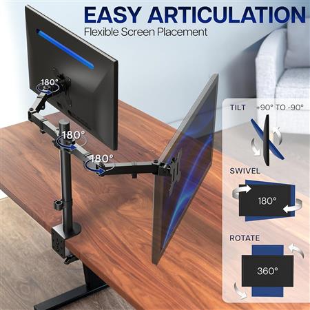 SOPORTE MONITOR DOBLE MESA 13-27" PUR005 PURESONIC